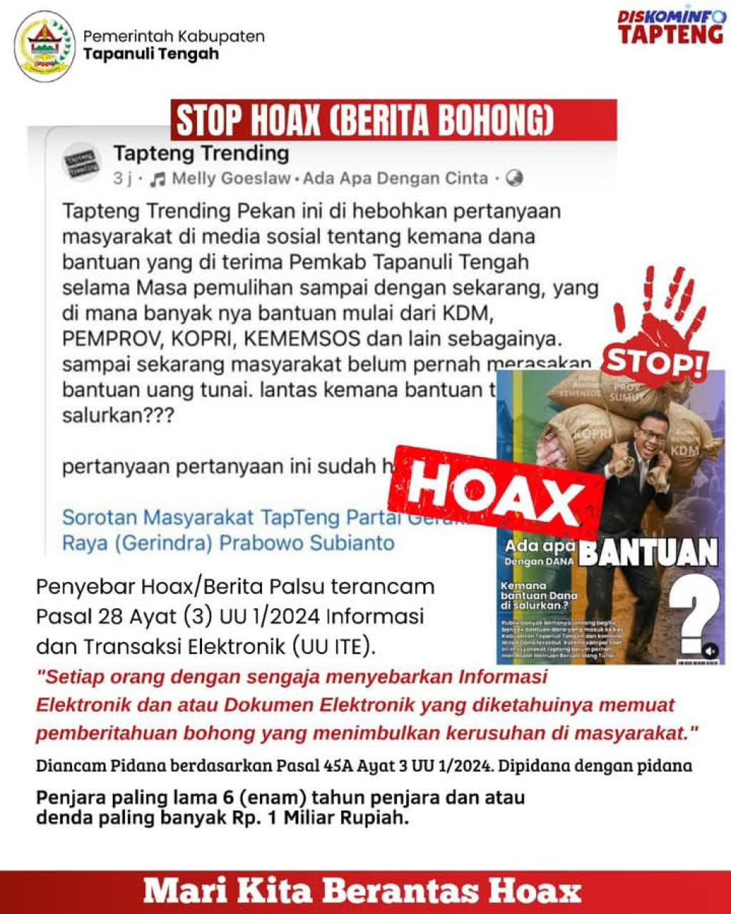 Bantuan Bencana Tapteng Sebesar Rp18,9 Miliar Masih Tersimpan di Kas Daerah