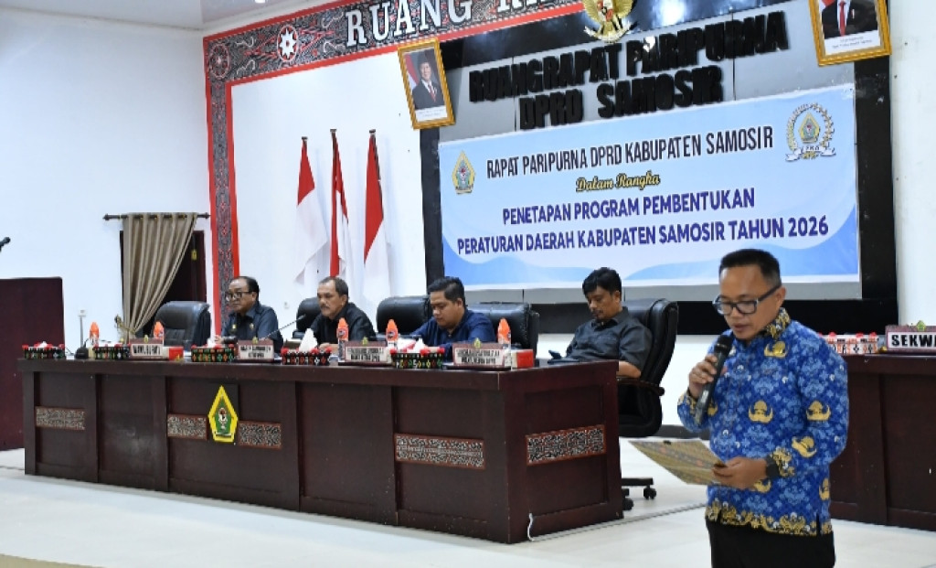 Di kegiatan Rapat Paripurna, Pemkab Samosir Bersama DPRD Tetapkan Sebelas Propemperda Tahun 2026