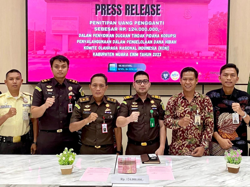 Kejari Muara Enim Terima Rp124 Juta Uang Pengganti Kasus Dugaan Korupsi Dana Hibah KONI 2023
