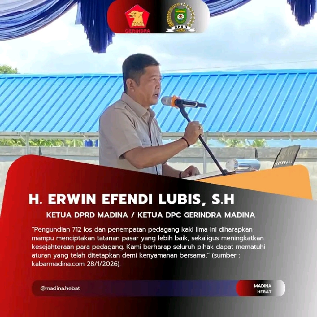 Ketua DPRD Madina Sampaikan Harapan pada Pengundian 712 los dan Penempatan Pedagang Kaki Lima di Pasar Baru Panyabungan