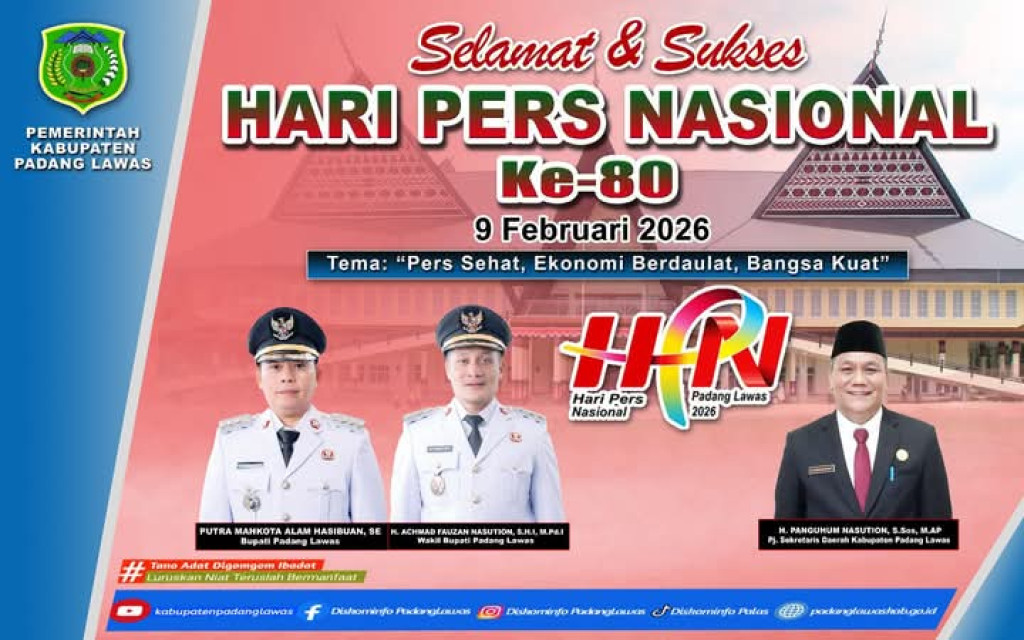 Bupati Kabupaten Palas Putra Mahkota Alam Hasibuan Mengucapkan Selamat Hari Pers Nasional Ke 80 Tahun 2026.