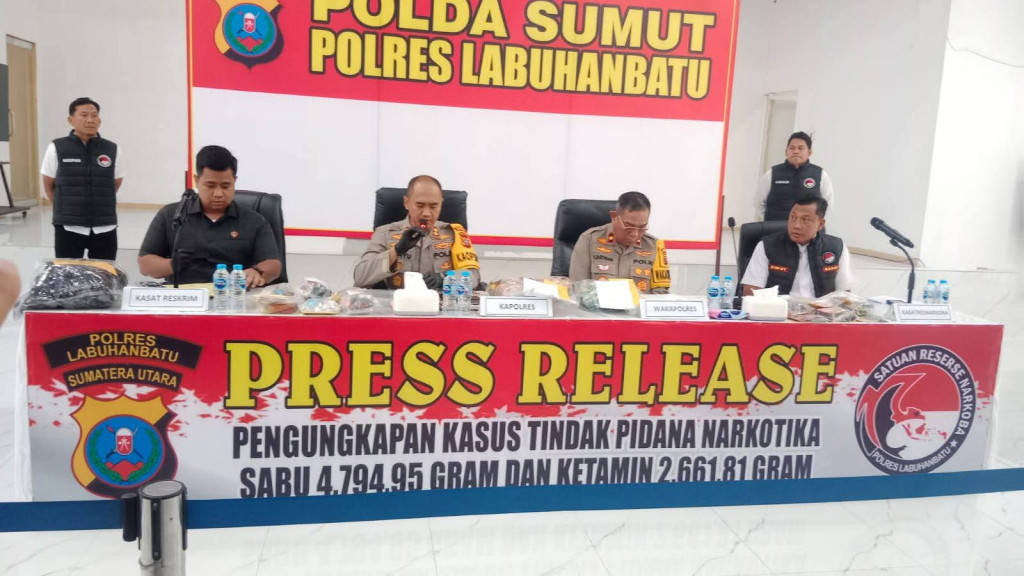 Residivis Narkotika Diciduk, Polres Labuhanbatu Sita Sabu dan Ketamin Senilai Rp7,4 Miliar