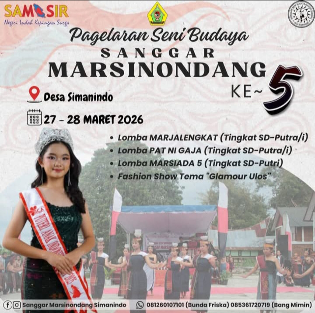 Disbudpar Kabupaten Samosir Dukung  Pagelaran Seni Budaya Sanggar Marsinondang ke-5