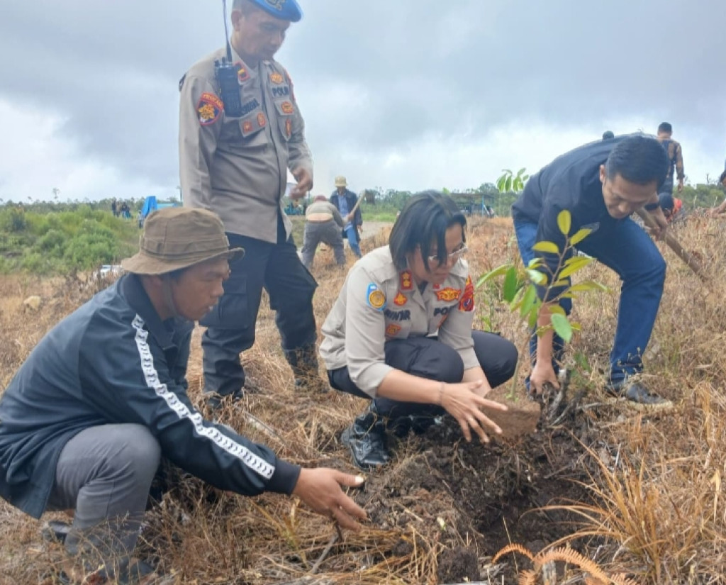 Kapolres Samosir Bersama Yayasan Keutuhan Ciptaan Ordo Kapusin Lakukan Penanaman Pohon Guna Menjaga Kelestarian Lingkungan di Kawasan Danau Toba