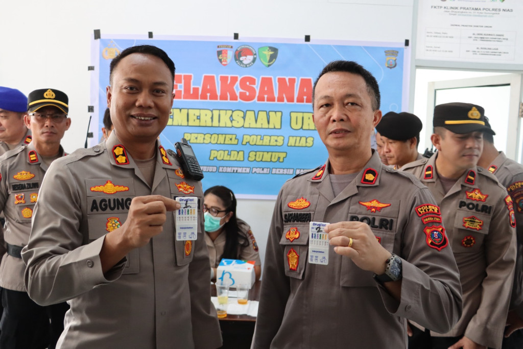 Usai Apel Pagi Personel Polres Nias Tes Urine Mendadak, Kapolres dan Wakapolres Pertama Diperiksa