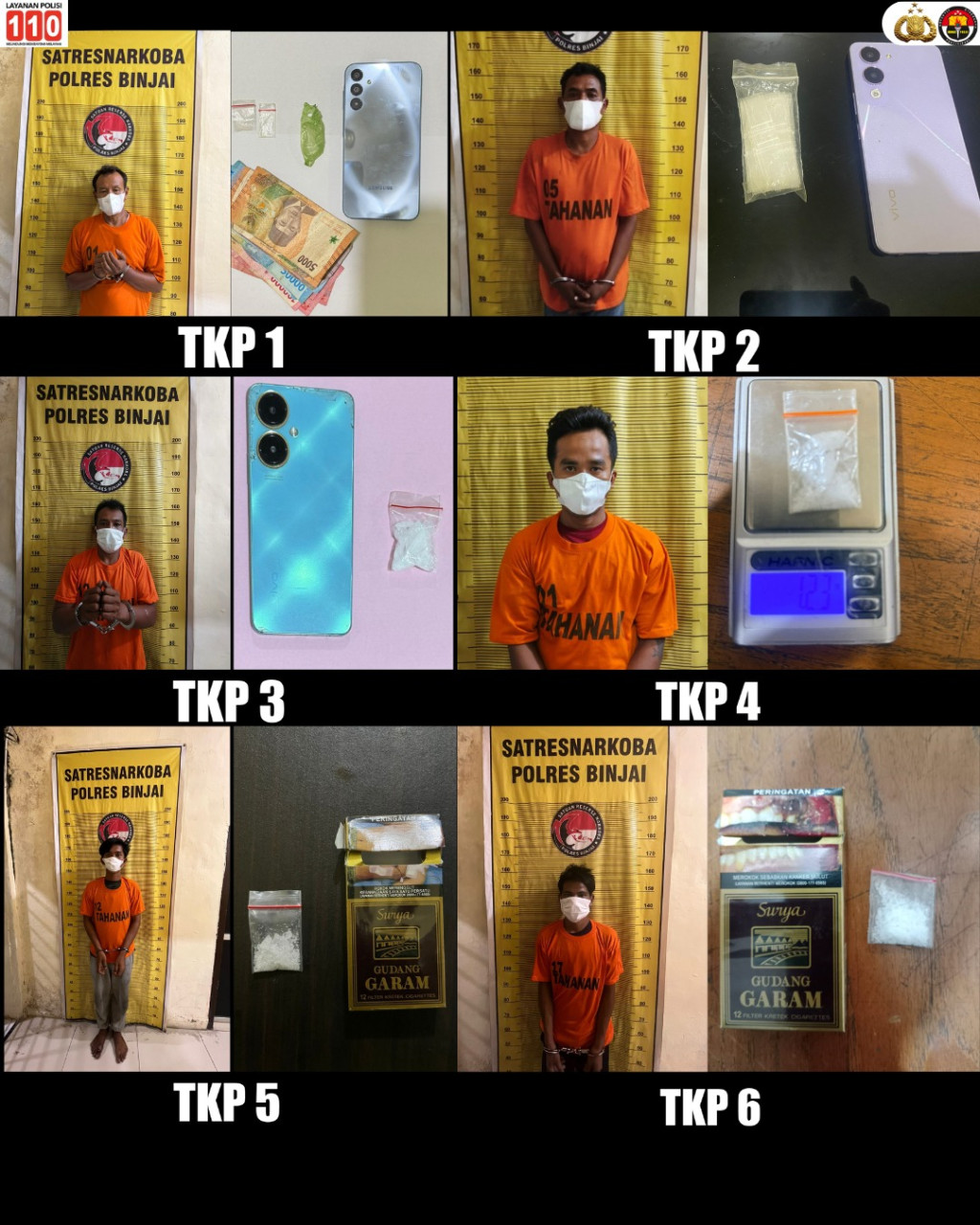 Dalam Sepekan, 6 Pengedar Narkoba diringkus Polres Binjai