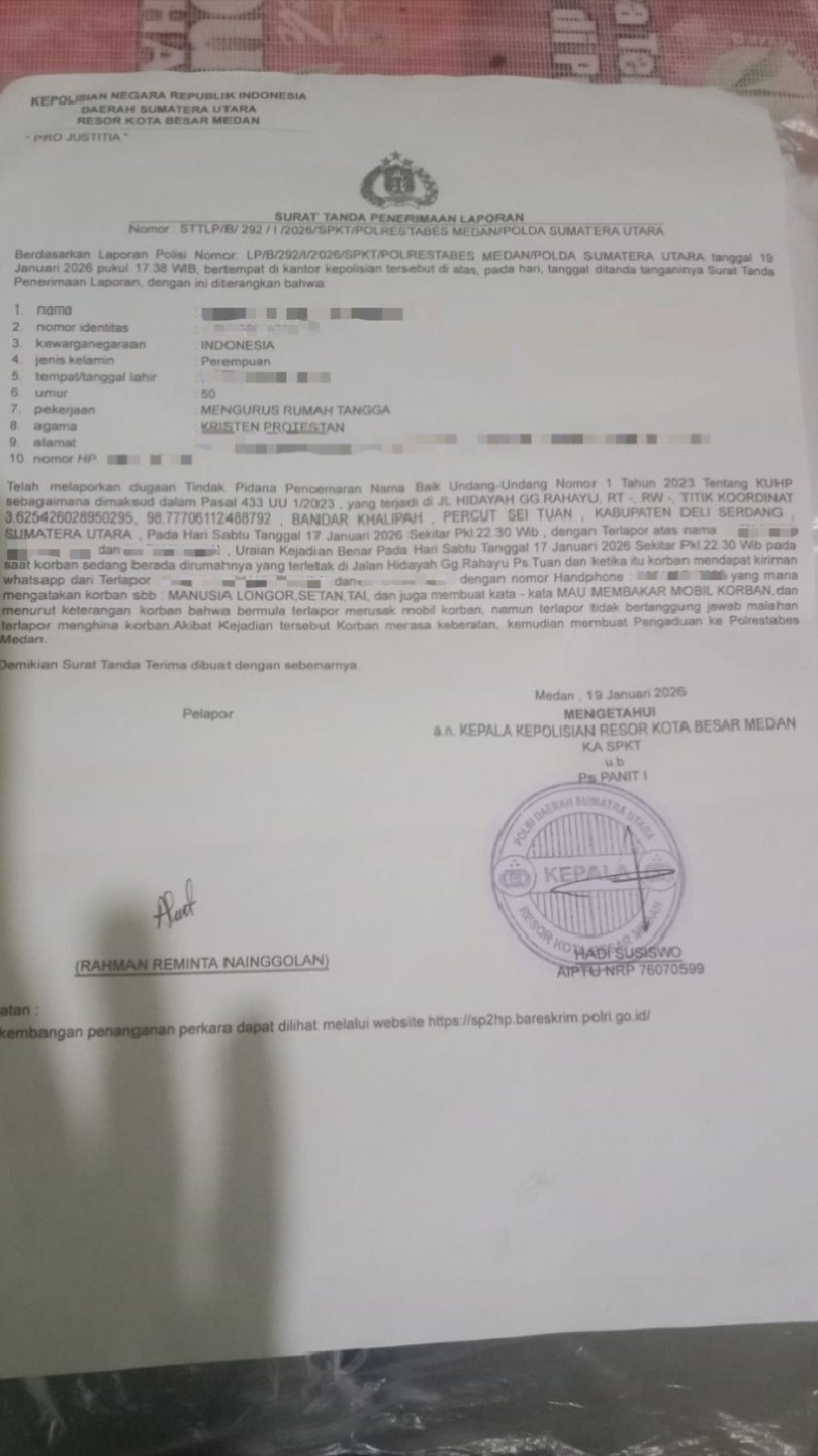 Diduga Bak 'Raja', Kapolsek Medan Tembung Tak Gubris Pesan WA Korban, Penyidik Bilang Laporan Tak Duduk