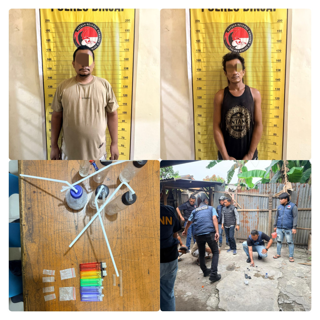 Kolaborasi Polres Binjai dengan BNNK Binjai Gerebek Sarang Narkoba, Dua Orang Diamankan
