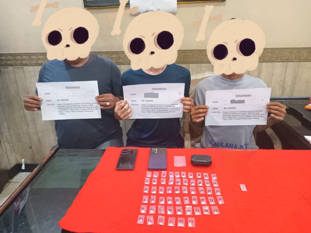 Polresta Jambi Tangkap 3 Orang Pelaku Tindak Pidana Narkotika, Amankan BB Sabu 56 Paket