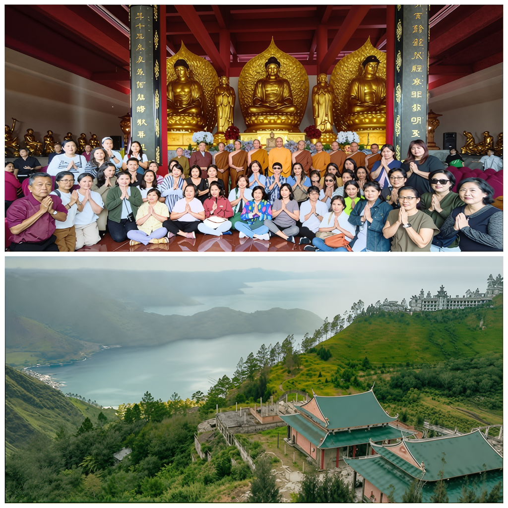 Vihara Megah di Danau Toba Kini Punya Tiga Rupang Perlindungan Buddhis