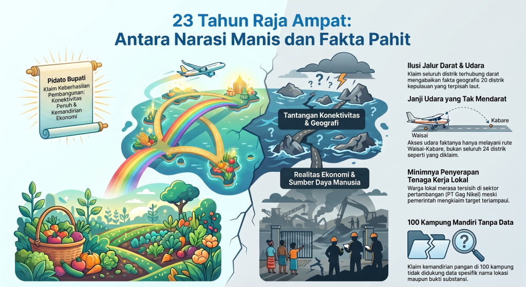 23 Tahun Raja Ampat, Pidato Megah: Statistik Manis, Fakta Pahit