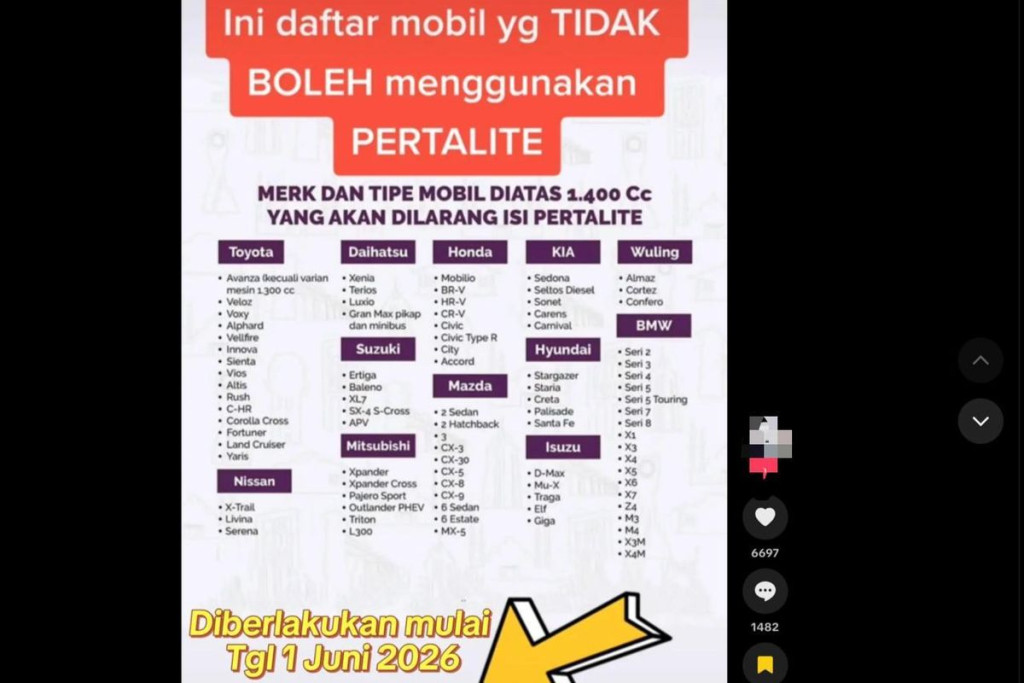 Heboh Informasi Larangan Kendaraan Isi Pertalite 1 Juni, Pertamina Angkat Suara