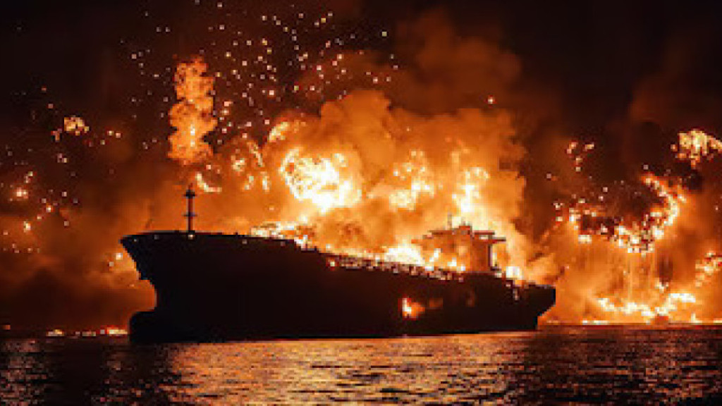 Kapal Kargo Terbakar Usai Ledakan di Selat Hormuz, Tak Ada Korban Jiwa