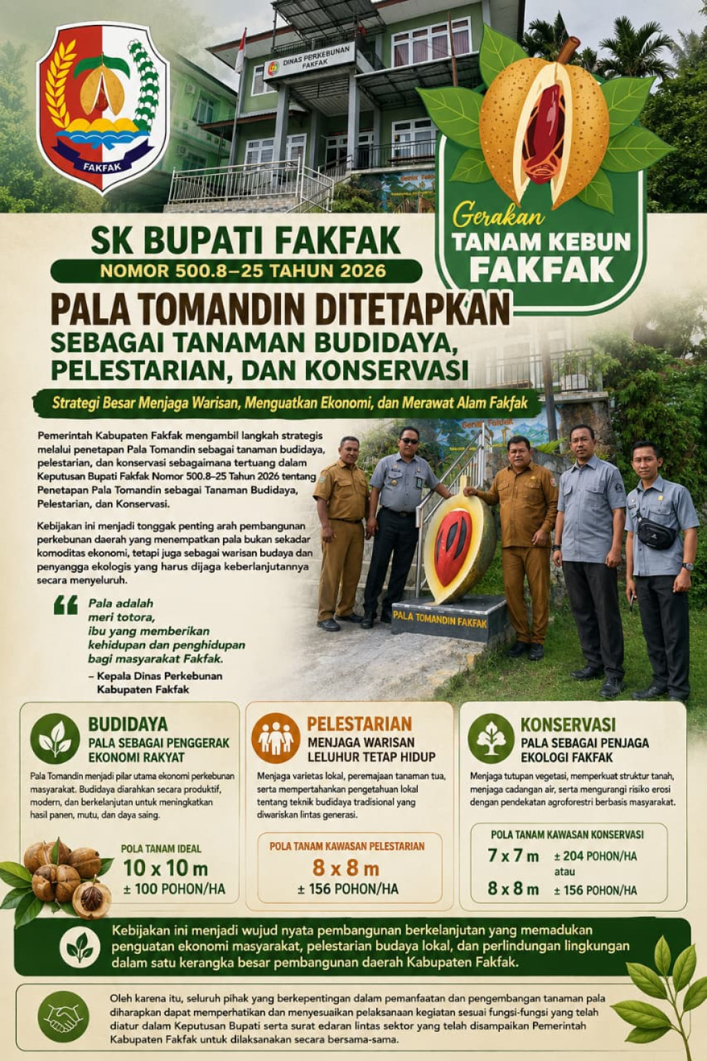 Pemkab Fakfak Tetapkan Pala Tomandin sebagai Tanaman Budidaya, Pelestarian, dan Konservasi