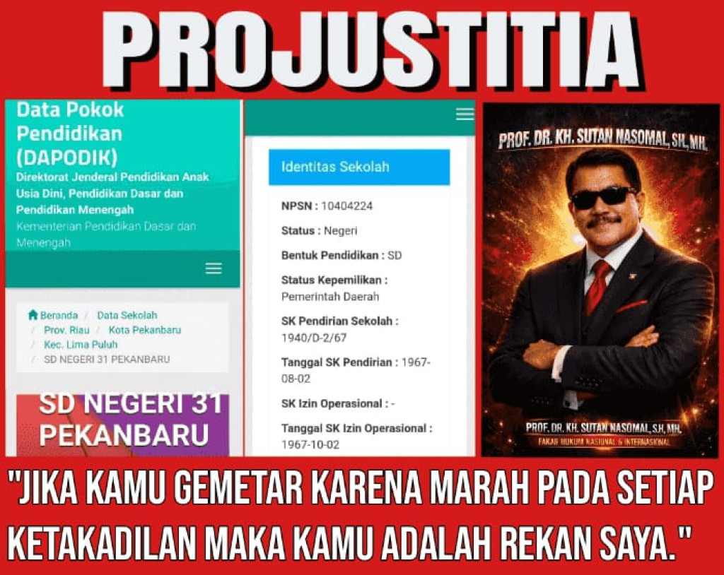 Prof. Dr. Sutan Nasomal Desak Pemerintah dan Aparat Tuntaskan Laporan Dugaan Dokumen Pendidikan Bermasalah Bupati Rohil