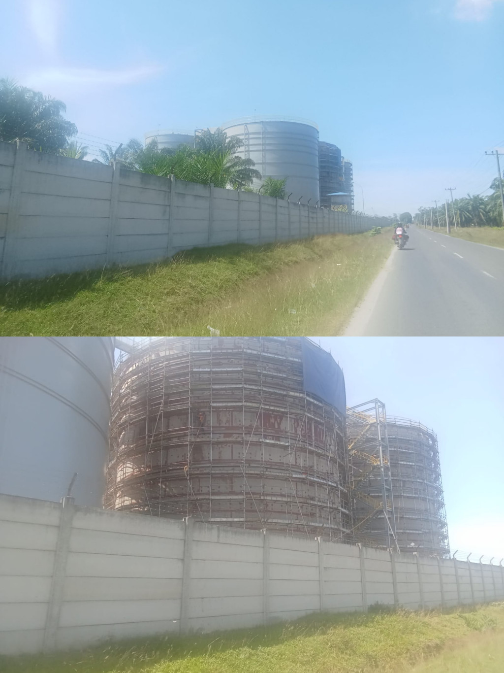 Proyek fixed roof tank di Marvel empat diseimangkei diduga Membahayakan  penguna jalan dan warga sekitar
