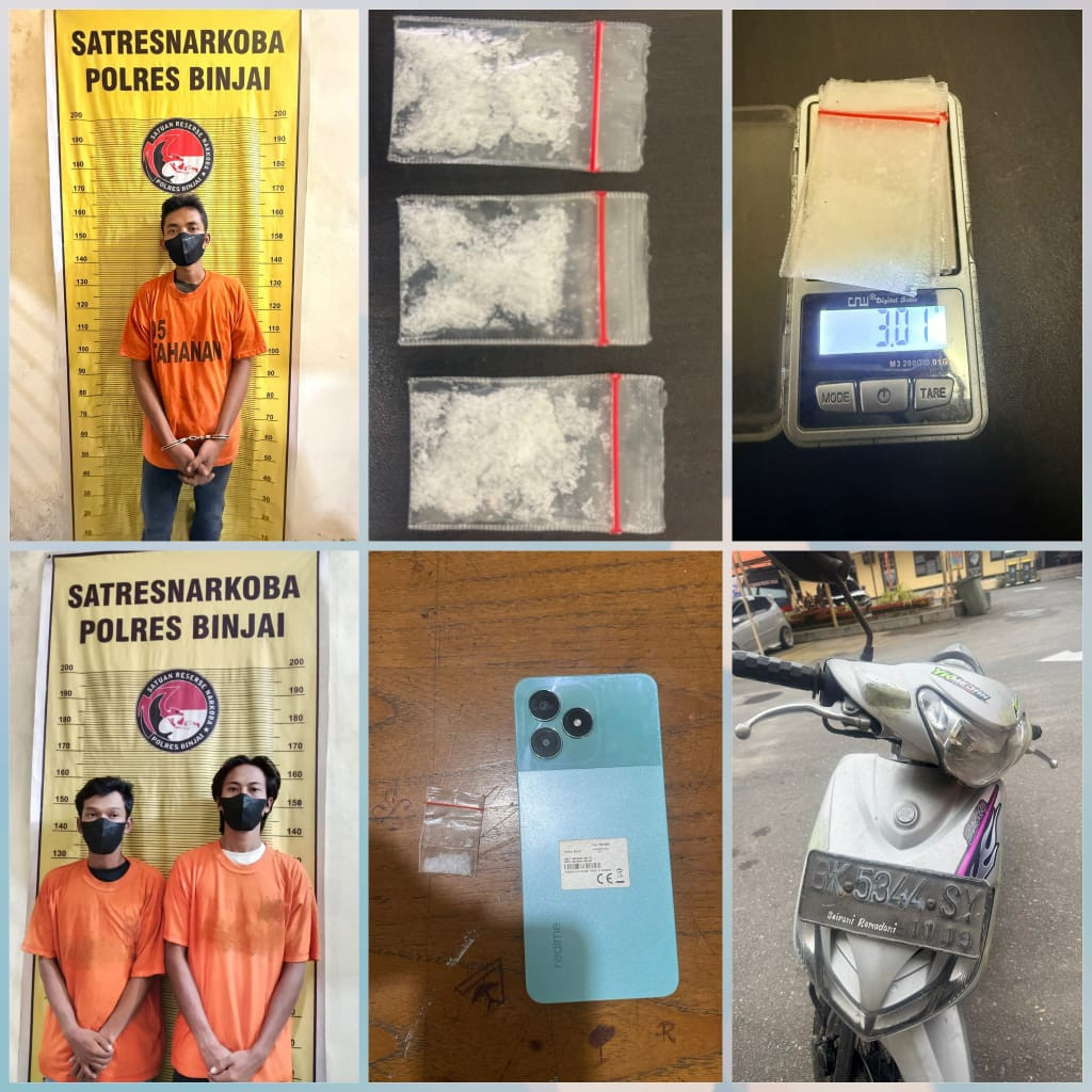 Tiga Pelaku Narkoba Diamankan Polres Binjai