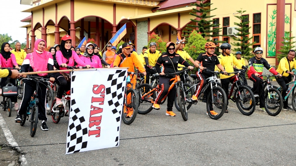 Hari Bhayangkara Ke 76, Polres Subulussalam disemarakan dengan Gelar Sepeda Santai