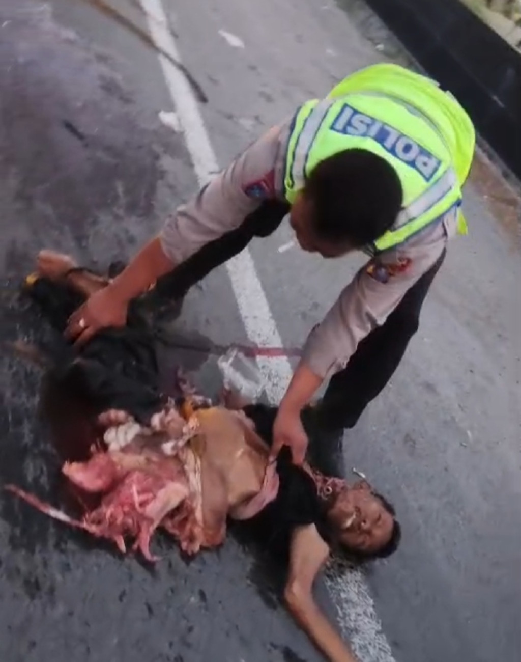 Diduga Ditabrak Truk,Tubuh Korban Warga Dairi Hancur dan Berserakan Dibadan Jalan