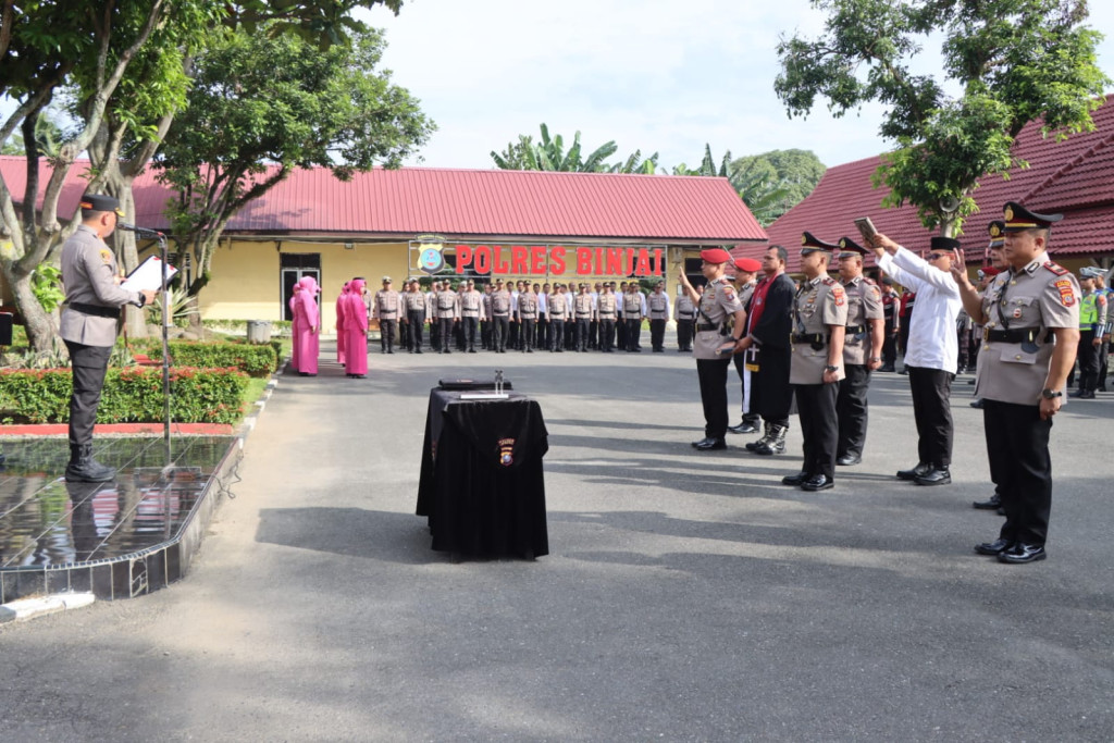 Kapolres Binjai Pimpin Sertijab Kasat Reskrim, Kasat Lantas, Kapolsek Binjai Barat dan Kapolsek Selesai