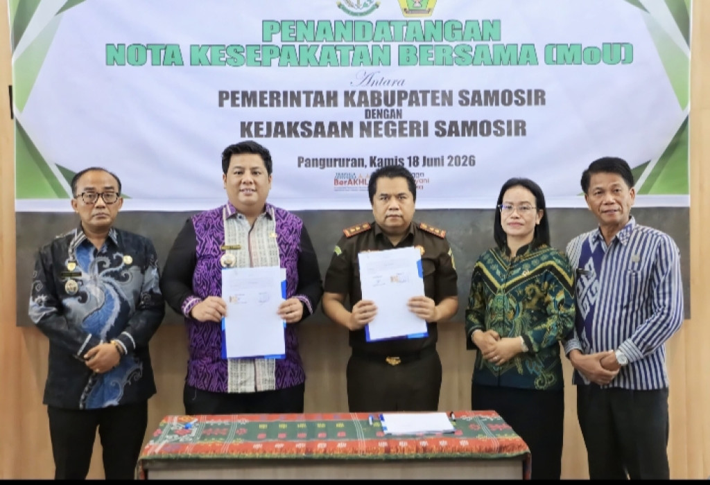 Kerja Sama Penanganan Masalah Hukum Perdata dan Tata Usaha Negara di Perpanjang Pemkab Samosir dan Kejari Samosir
