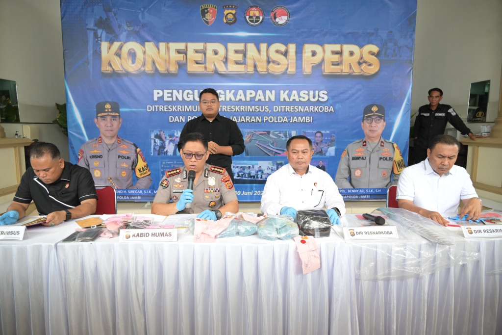 Konferensi Pers Polda Jambi, Ungkap Ratusan Kasus Kriminal, Narkotika dan Tindak Pidana Khusus Selama Semester 1 2026