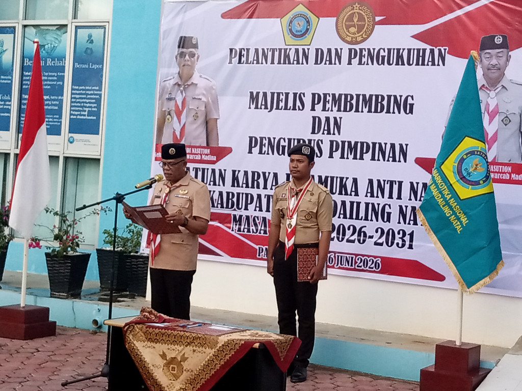 Kwartir Cabang Gerakan Pramuka Madina Lantik Pengurus Majelis Pembimbing dan Saka Anti Narkotika di Jajaran BNNK Mandailing Natal Periode 2026-2031