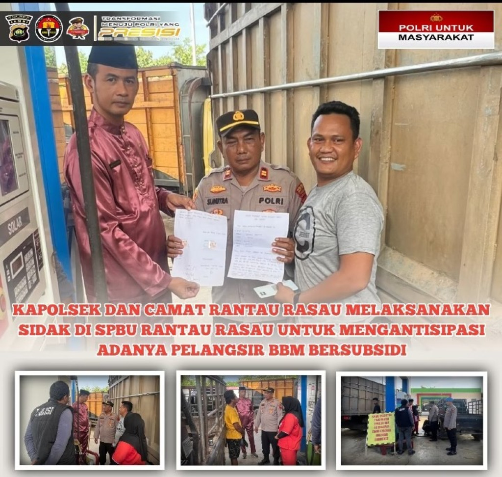 Pastikan Tepat Sasaran, Polsek dan Kecamatan Rantau Rasau Awasi Penyaluran BBM Subsidi