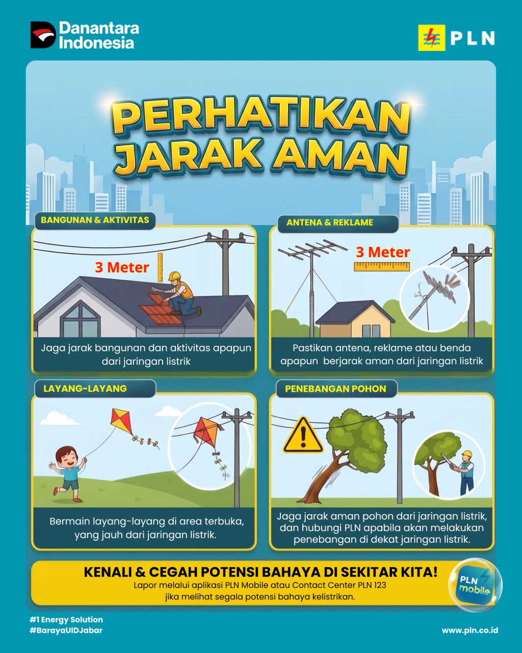 PLN Cikarang Imbau Masyarakat Jaga Jarak Aman 3 Meter dari Jaringan Listrik
