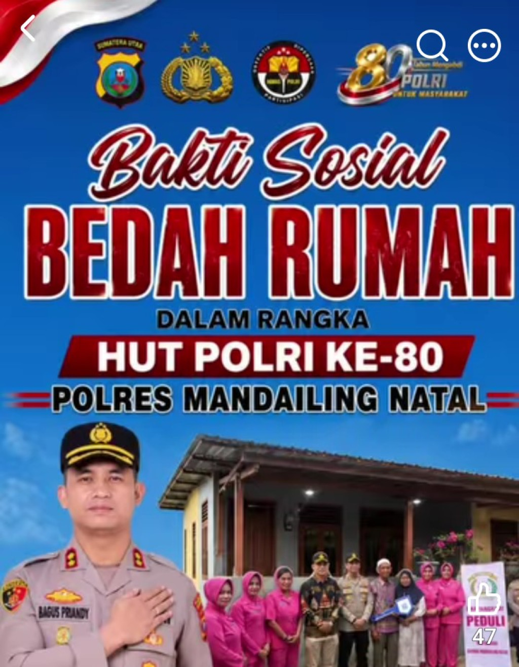 Polres Madina Wujudkan Kepedulian Melalui Bakti Sosial Bedah Rumah Dalam Rangka HUT Bhayangkara ke-80