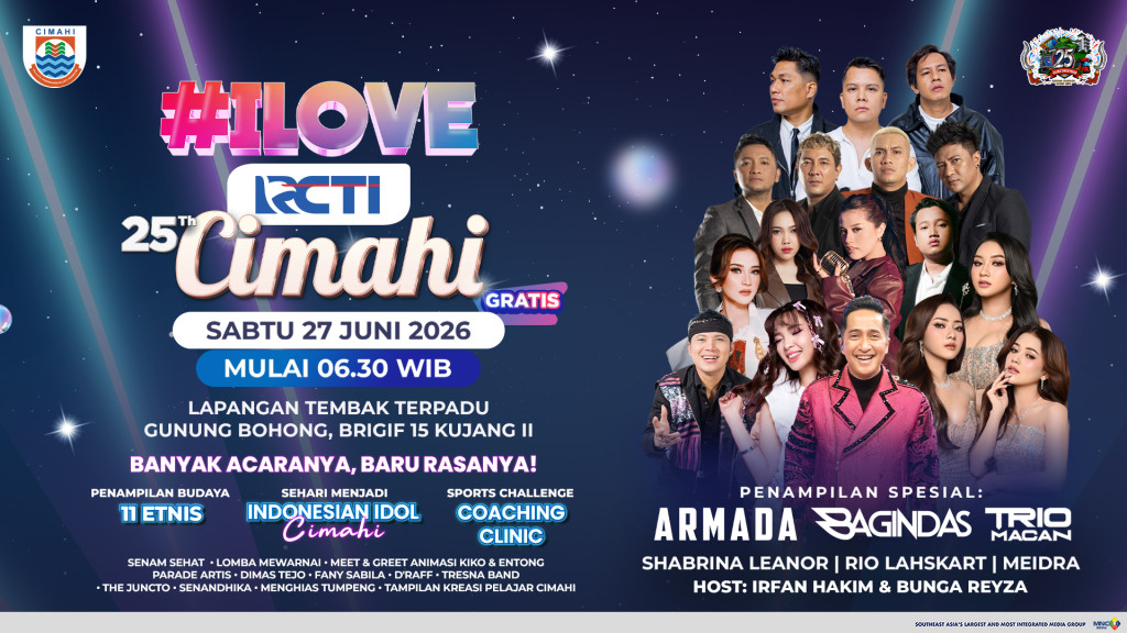 Rayakan HUT ke-25 Kota Cimahi, Konser I Love RCTI Cimahi Siap Guncang Panggung dengan Armada, Trio Macan hingga Shabrina Leanor!*