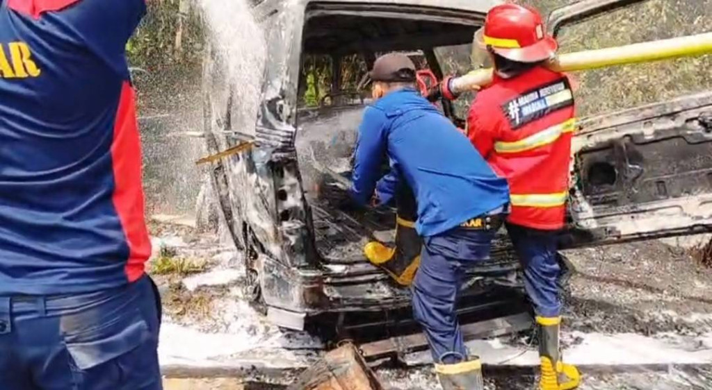 Sat Reskrim Polres Madina Selidiki Kebakaran Mobil di SPBU Purba Baru