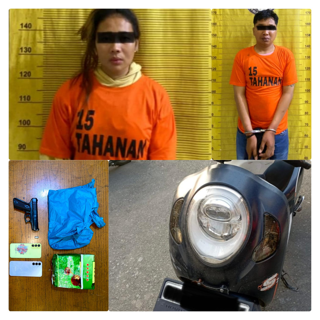 Ledakkan Senjata Api Kearah Petugas, Polres Binjai Tangkap Pasangan Suami Istri Bawa 1 Kg Sabu