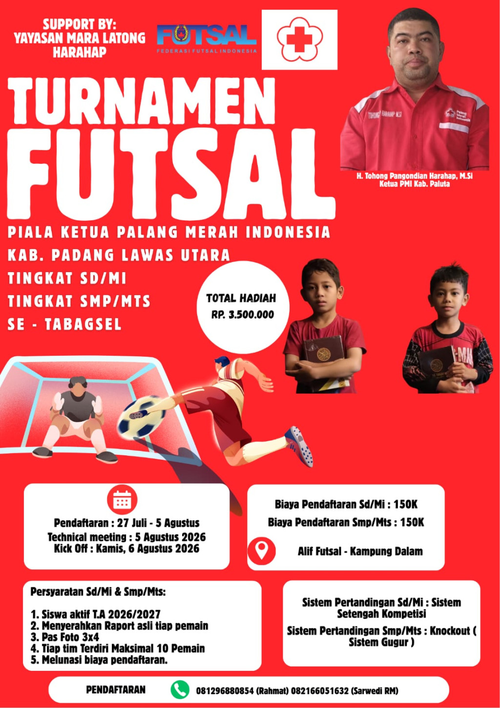 6 Agustus 2026, PMI Kabupaten Paluta Gelar Turnamen Futsal Antar SD dan SMP Se-Tabagsel