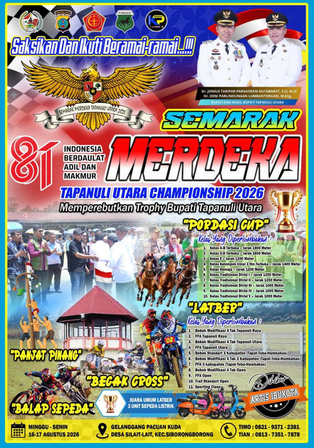 Championship Gelar Lomba Motor Cross Dan Pacuan Kuda 16-17 Agustus Di Siborongborong Memperebutkan Trophy Bupati Taput