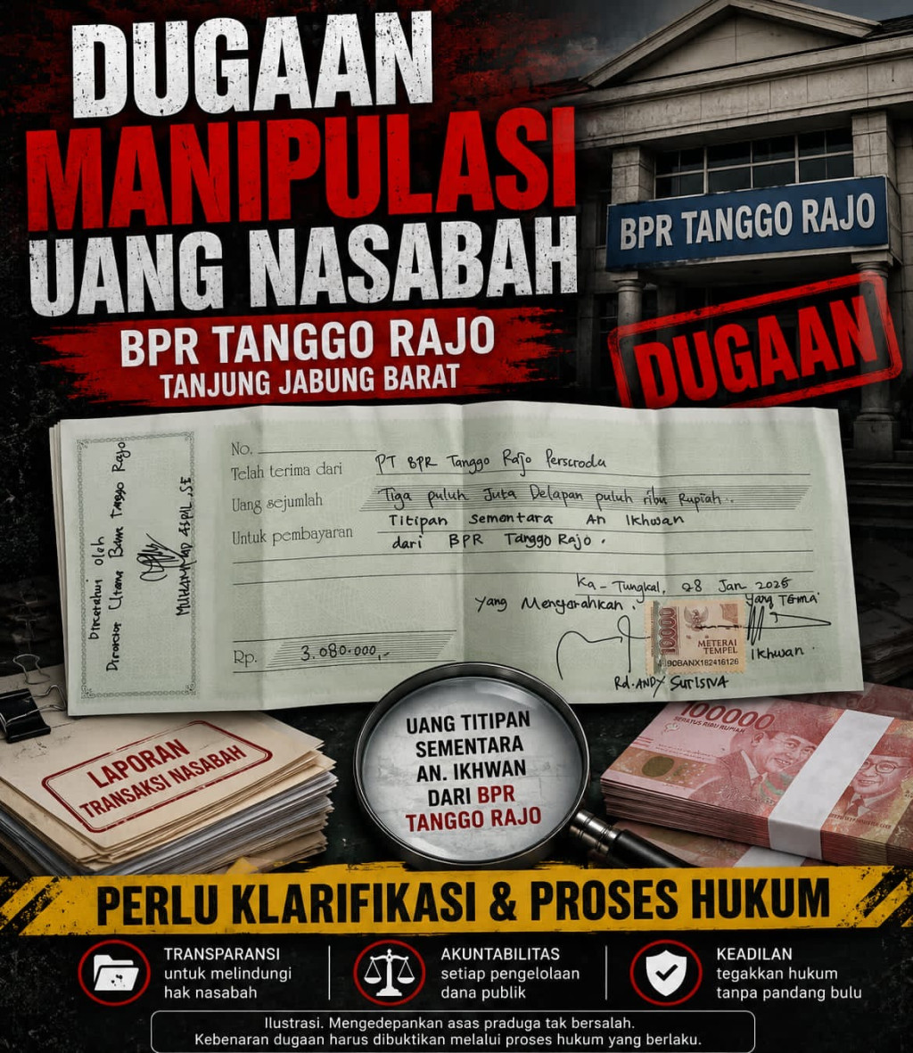 Dugaan Manipulasi Penarikan Uang Nasabah BPR Tanggo Rajo Tanjabbarat Berlarut, Siapa yang Bertanggungjawab ?