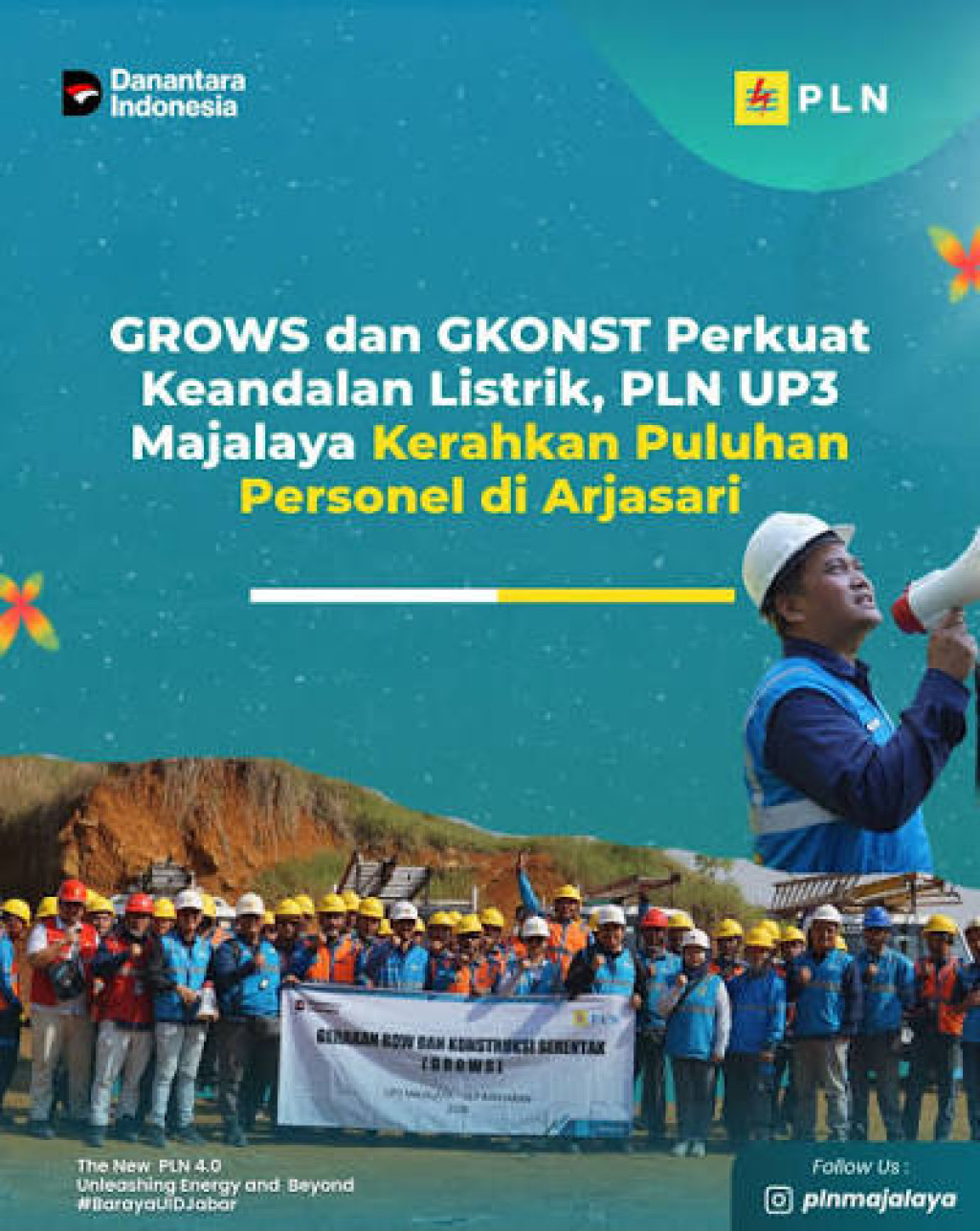 PLN UP3 Majalaya Kerahkan Puluhan Personel, GROWS dan GKONST Perkuat Keandalan Listrik di Arjasari