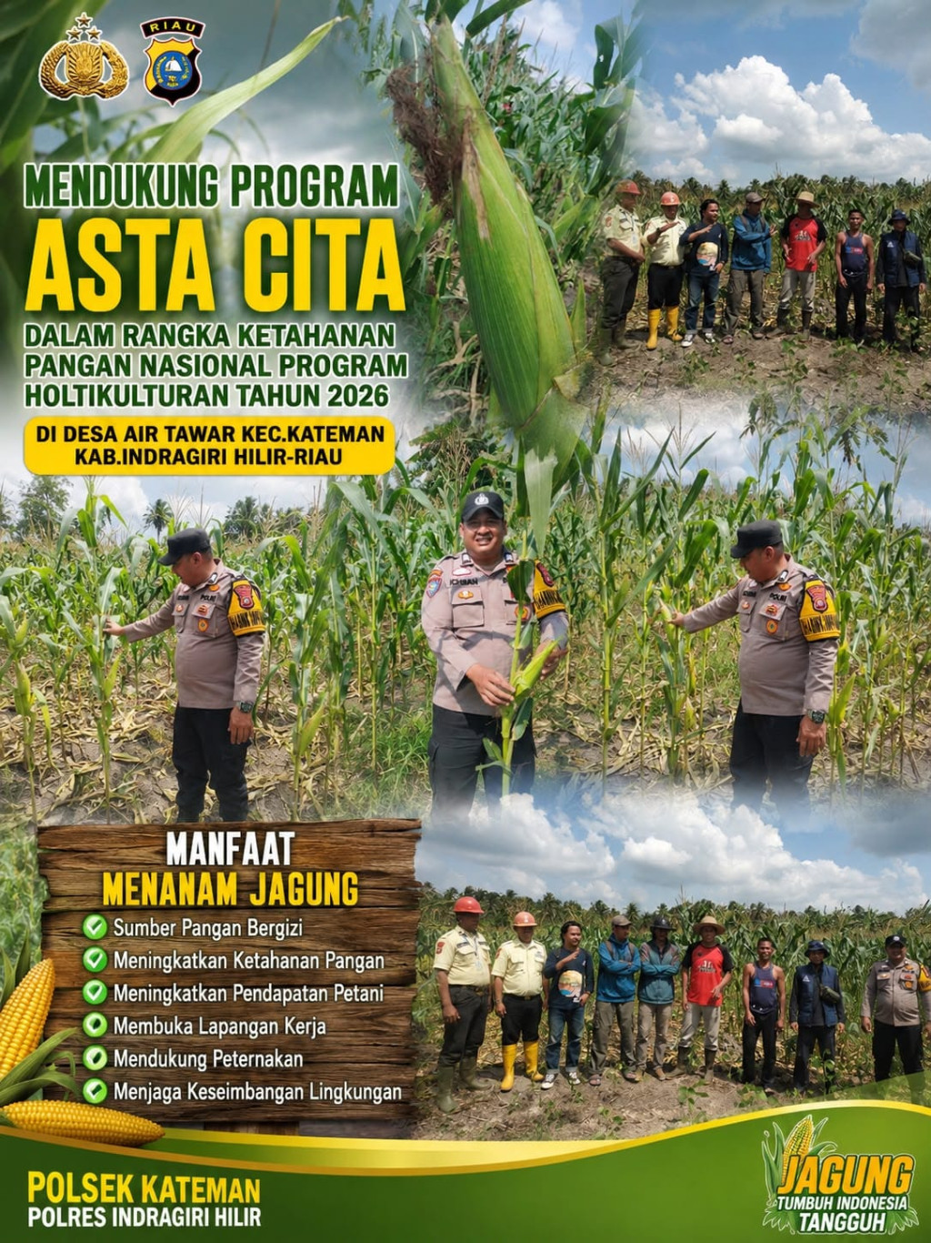 Polsek Kateman Melalui Bhabinkamtibmas Air Tawar Kawal Program Ketahanan Pangan Jagung