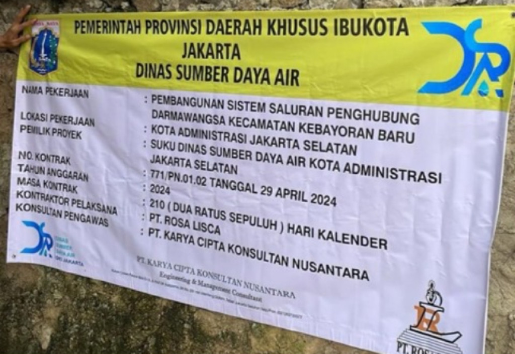 Proyek Pembangunan Saluran Penghubung Dharmawangsa di Kebayoran Baru Diduga Markup