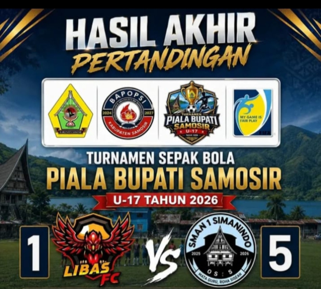 SMAN I Simanindo Buktikan Kelasnya, Bantai LIBAS FC 5 - 1 di Turnamen Piala Bupati Samosir U-17 2026