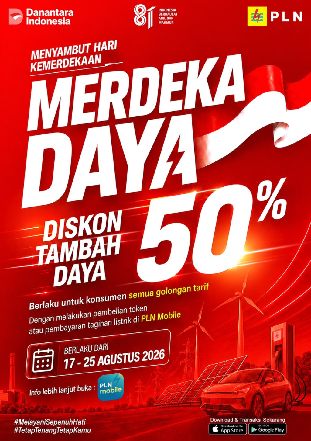HUT ke-81 RI, PLN Hadirkan Program Spesial “Merdeka Daya” Diskon Tambah Daya 50 Persen