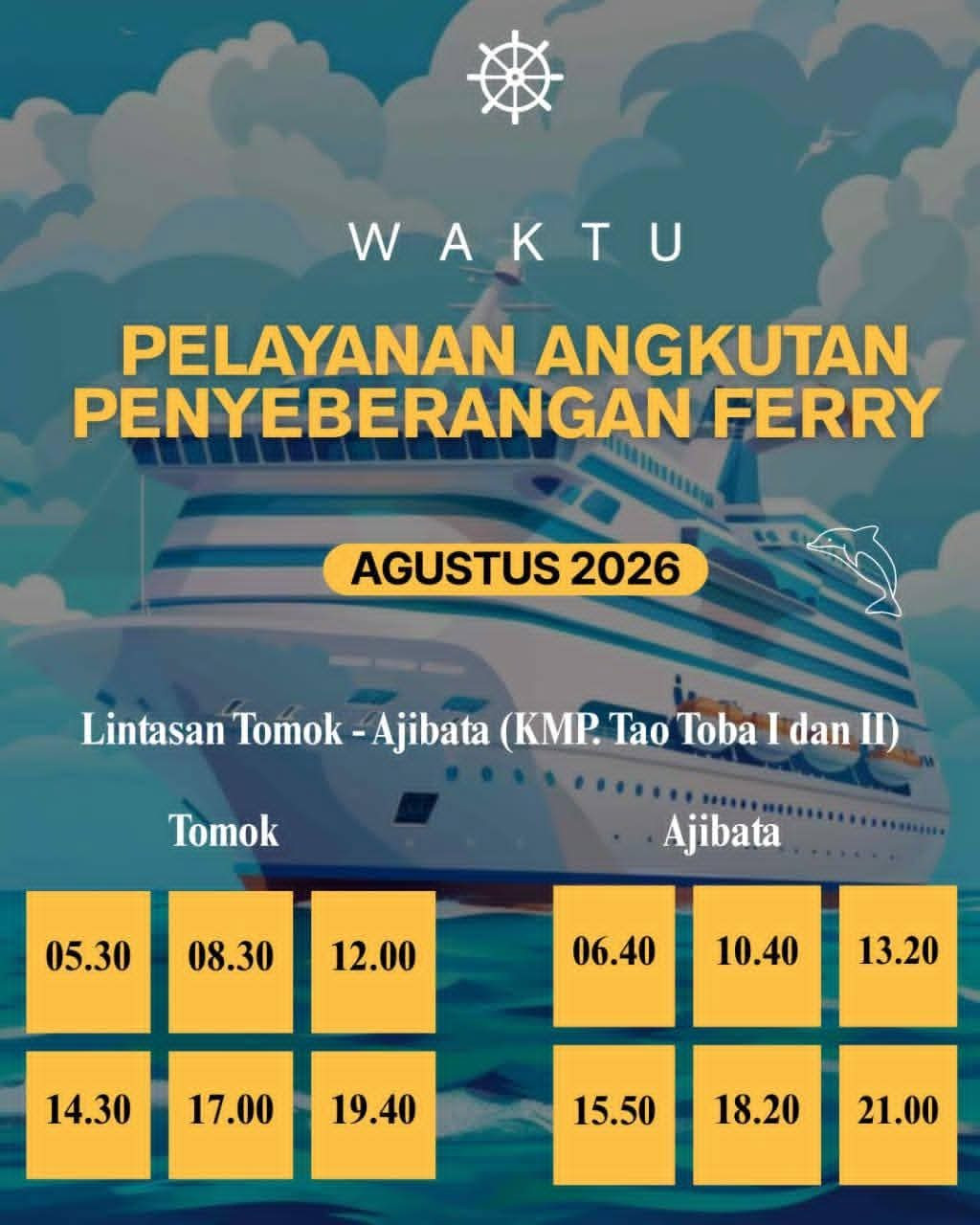 Ini jadwal Penyeberangan Ferry Selain dari Penyeberangan Ajibata - Ambarita
