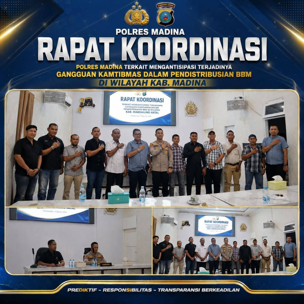 Polres Madina Gelar Rapat Koordinasi Antisipasi Gangguan Kamtibmas dalam Distribusi BBM