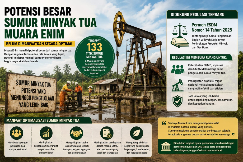 Regulasi Baru Buka Peluang, 133 Sumur Minyak Tua di Muara Enim Belum Tergarap