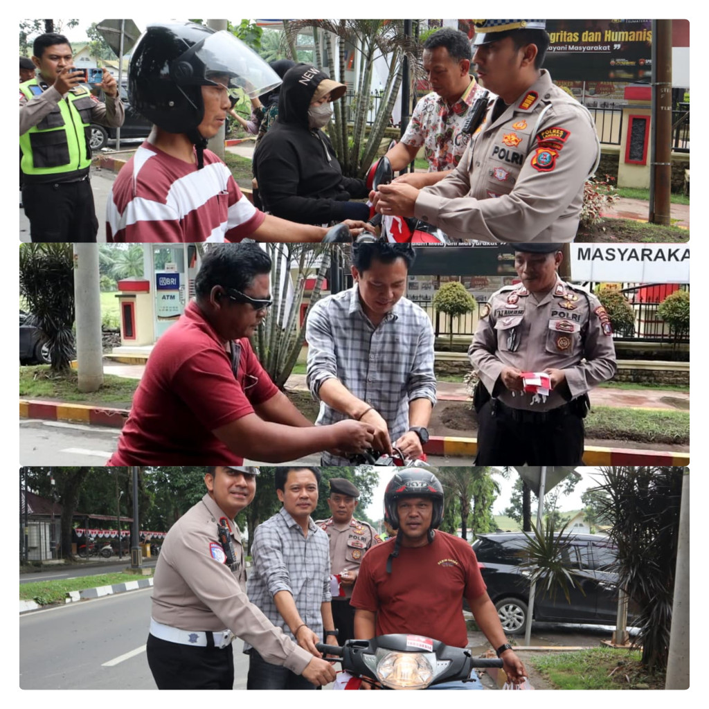 Sambut HUT ke-81 RI, Sat Intelkam Polres Langkat Bagikan 1.000 Bendera Merah Putih kepada Masyarakat