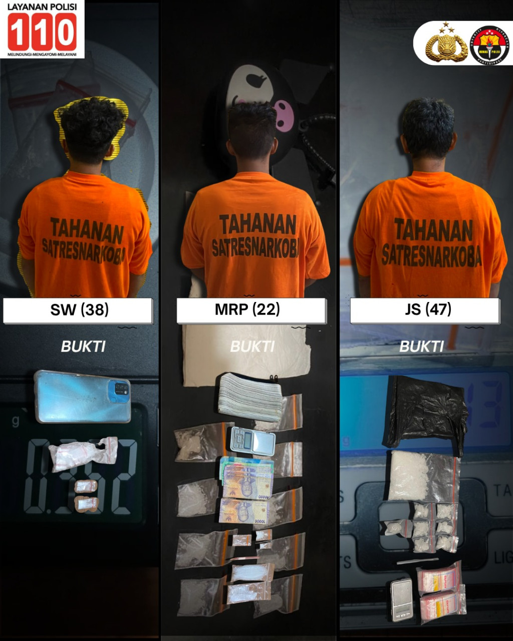 Tiga Hari Beruntun, Polres Binjai Tangkap Pengedar Narkoba Tiga Orang Pria