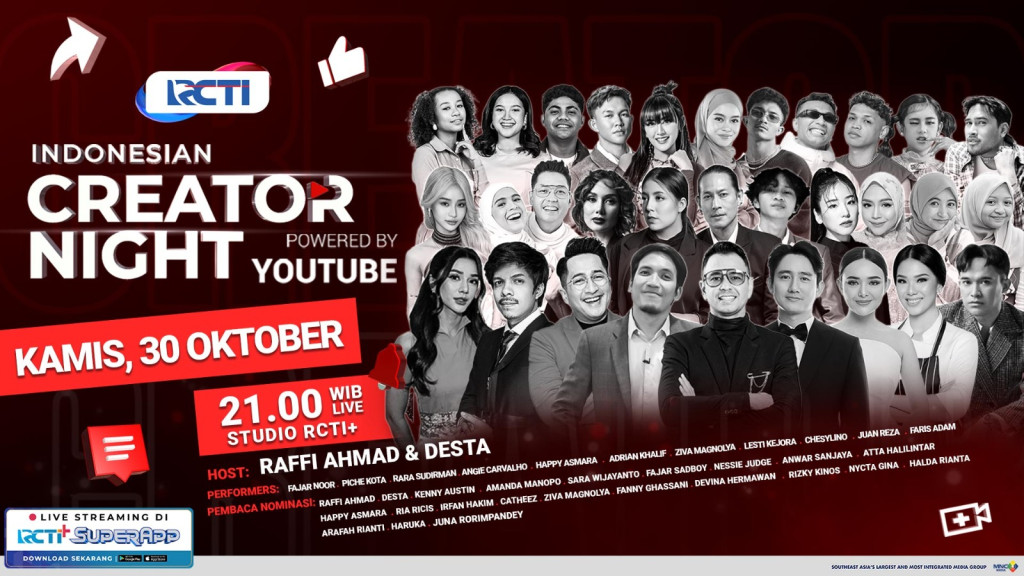 Indonesian Creator Night 2025: Malam Puncak Perayaan Kreativitas dan Inspirasi Kreator Digital Tanah Air, Live dan Eksklusif di RCTI!