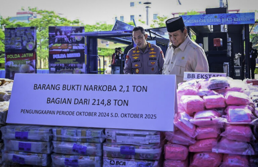 Prabowo Musnahkan Barang Bukti 214,84 Ton Narkoba Senilai Rp29,37 Triliun Selama Setahun Periode Pemerintahan