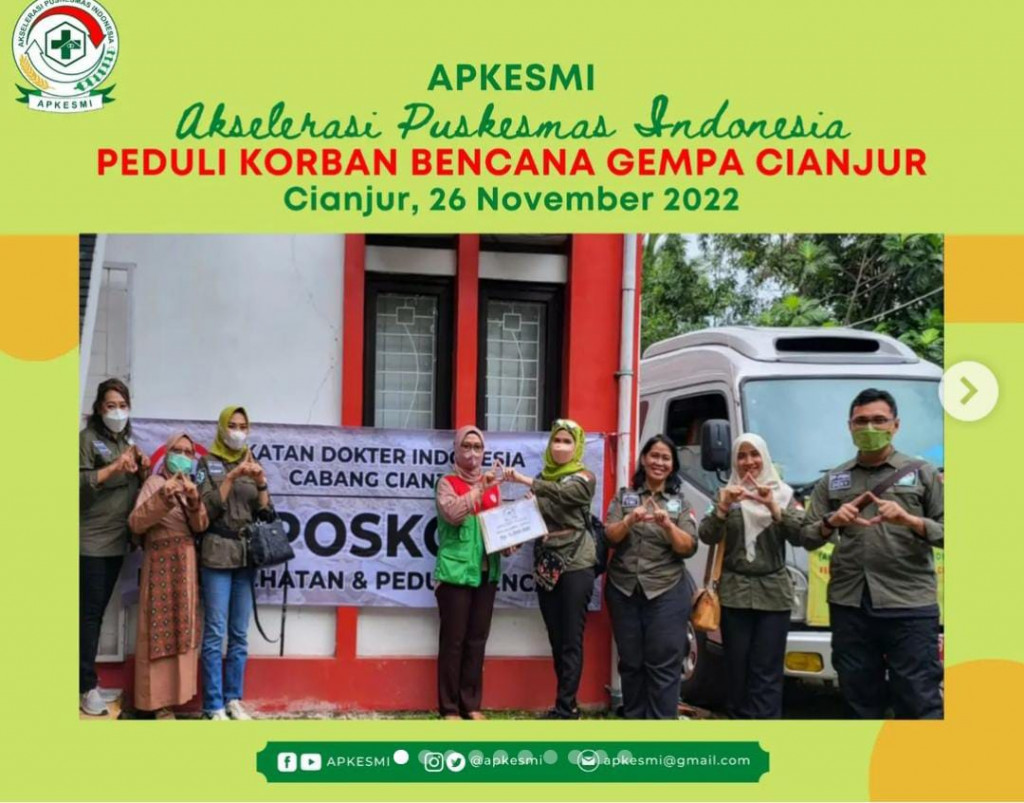 Apkesmi Bersama KMKP Salurkan Donasi Korban Gempa Cianjur