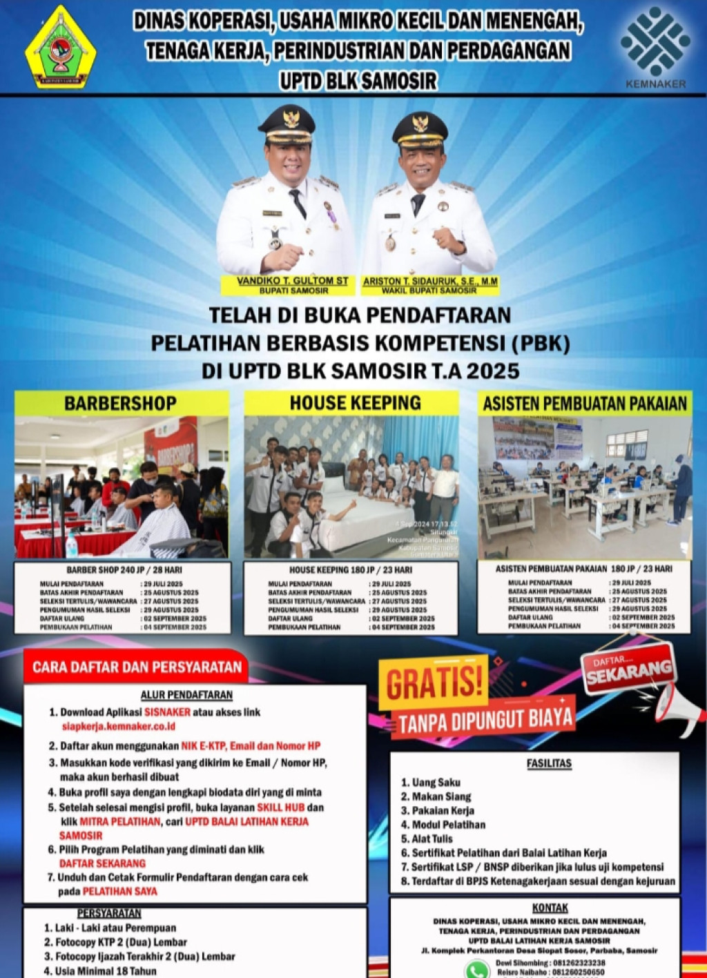 BLK Samosir laksanakan Pelatihan Berbasis Kompetensi Bagi Para Calon Pencari Kerja Dan Pekerja Usaha Mandiri